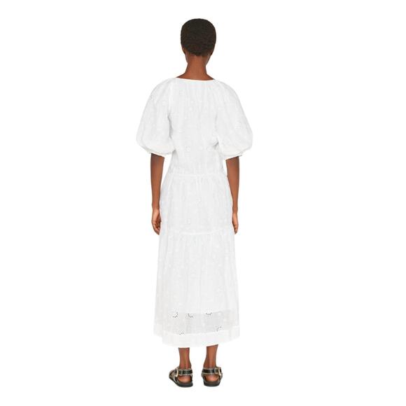 NEW FRAME v-neck puff sleeve dress in blanc